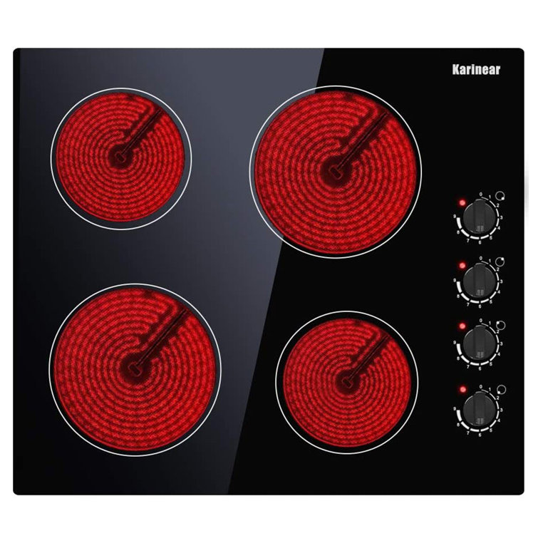 Karinear 24'' BuiltIn Ceramic Cooktop With 4 Elements Knob Control